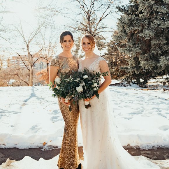 Badgley Mischka Long Gold Sequin Gown - Picture 7 of 7